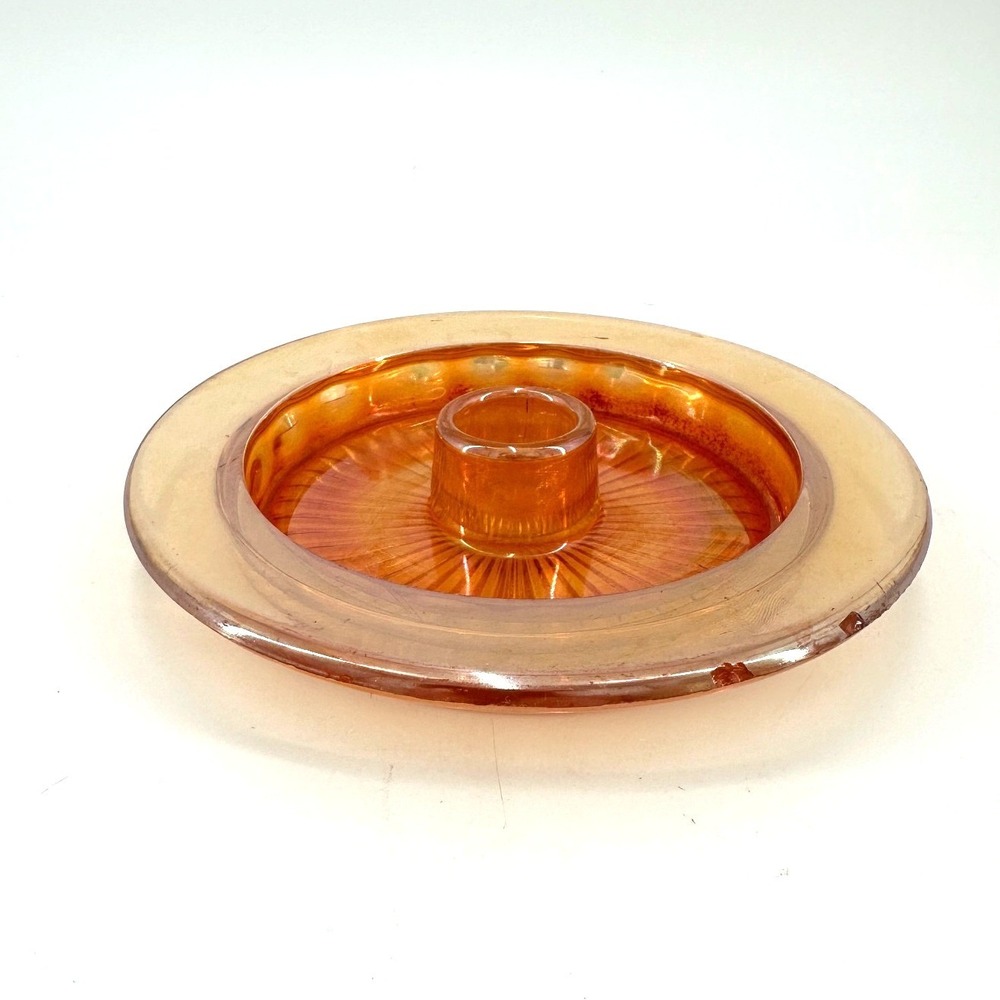 Vintage Jeannette Carnival Glass Iridescent‎ Marigold Candleholder 5.5"